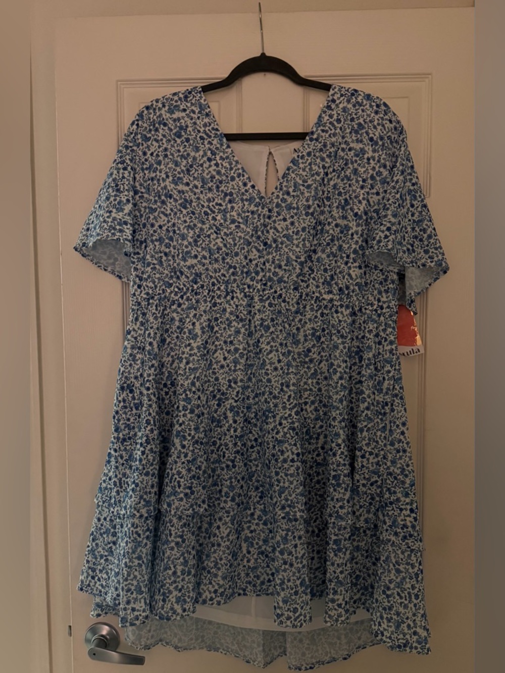 NWT ARULA Blue and White Floral Ruffle Dress